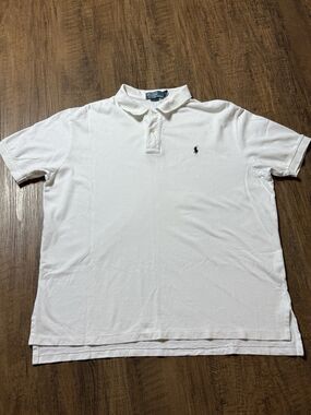 Polo Ralph Lauren Shirt Mens XL White Short Sleeve Cotton Pique Classic GOLF EUC